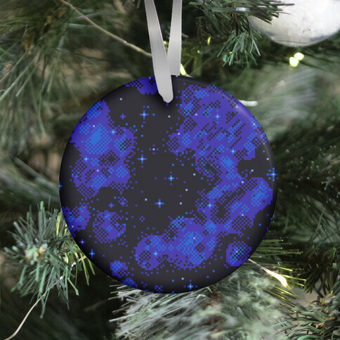 Pixelated Blue Nebula Ornament