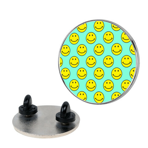 Teal Smiley Face Pattern Pin