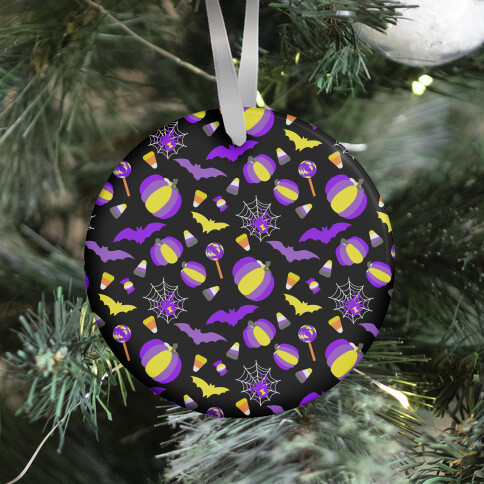 Nonbinary Pride Halloween Pattern Ornament