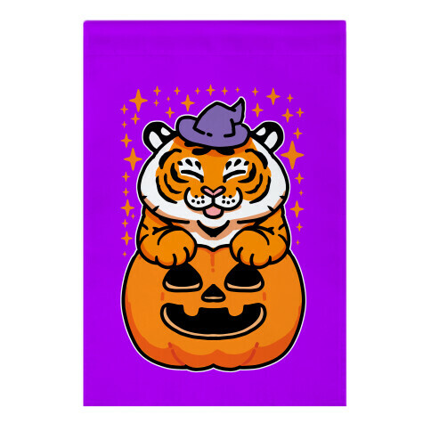 Cute Halloween Tiger Garden Flag