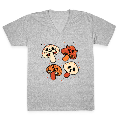 Spooky Mushrooms V-Neck Tee Shirt