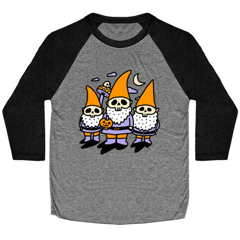 Happy Hall-Gnome-Ween (Halloween Gnomes) Baseball Tee