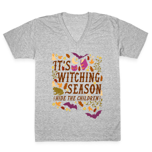 It's Witching Season Hide The Children V-Neck Tee Shirt