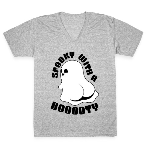 Spooky With A Booooty Ghost V-Neck Tee Shirt