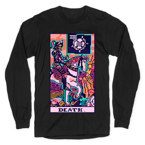 Pixelated Death Tarot Card Long Sleeve T-Shirt