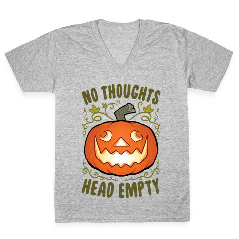 No Thoughts, Heady Empty Jack o' lantern V-Neck Tee Shirt