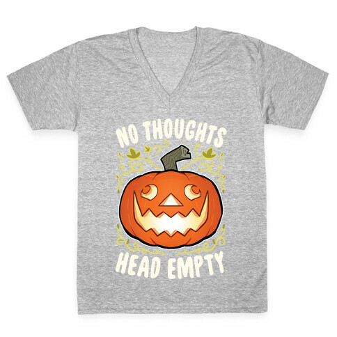 No Thoughts, Heady Empty Jack o' lantern V-Neck Tee Shirt