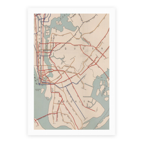 Vintage Brooklyn Map Poster