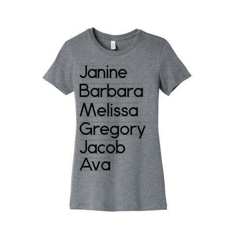 Janine, Barbara, Melissa, Gregory, Jacob, Ava Womens T-Shirt