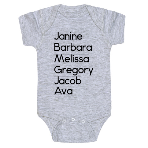 Janine, Barbara, Melissa, Gregory, Jacob, Ava Baby One-Piece