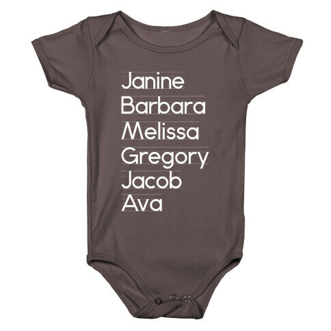 Janine, Barbara, Melissa, Gregory, Jacob, Ava Baby One-Piece