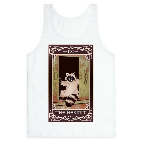 The Hermit Raccoon Tarot Card Tank Top