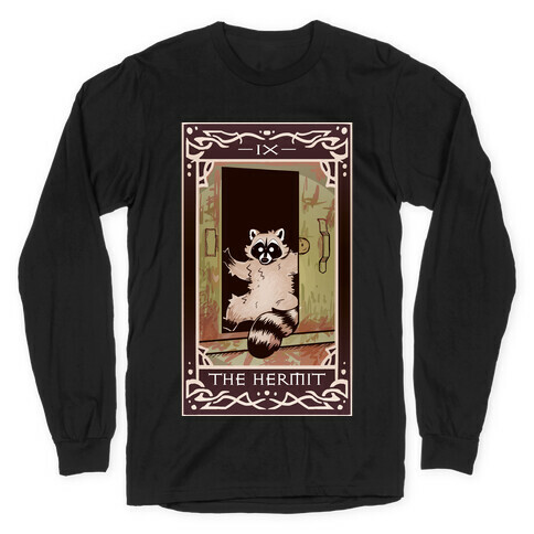 The Hermit Raccoon Tarot Card Long Sleeve T-Shirt