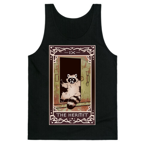 The Hermit Raccoon Tarot Card Tank Top