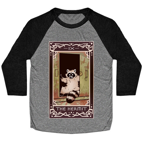 The Hermit Raccoon Tarot Card Baseball Tee