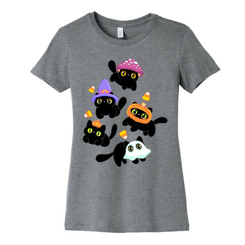 Spooky Black Cats Pattern Womens T-Shirt