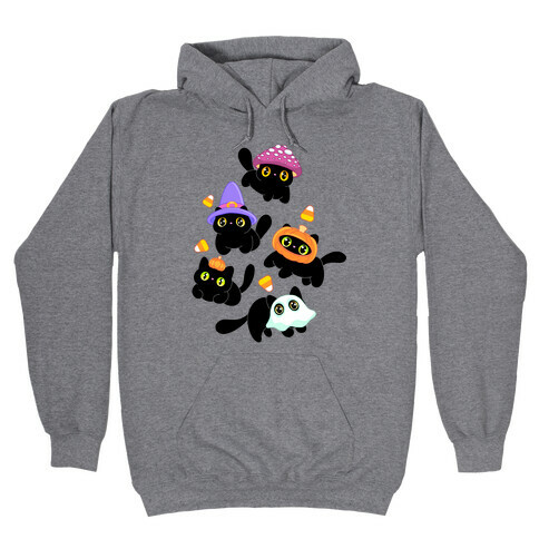 Spooky Black Cats Pattern Hooded Sweatshirt