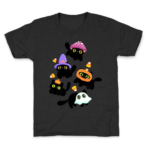 Spooky Black Cats Pattern Kids T-Shirt