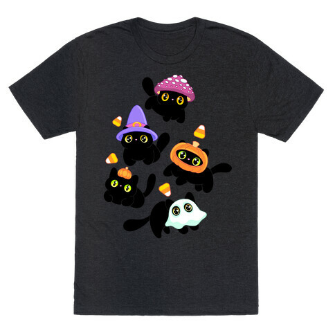 Spooky Black Cats Pattern T-Shirt
