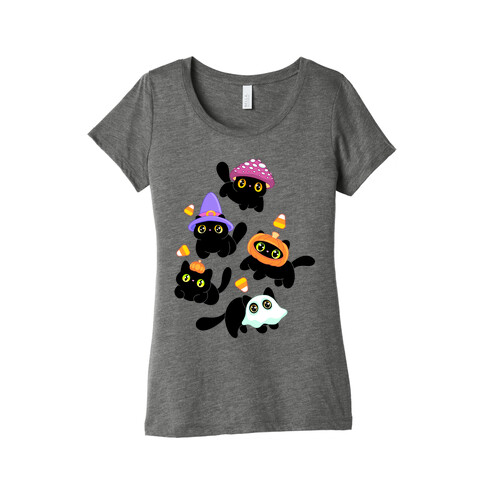 Spooky Black Cats Pattern Womens T-Shirt