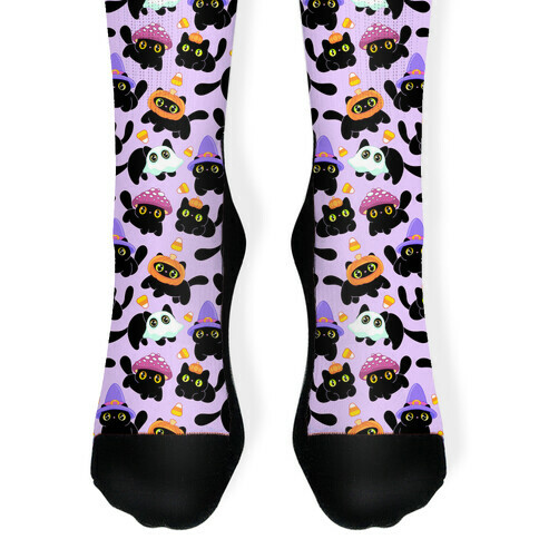 Spooky Black Cats Pattern Sock
