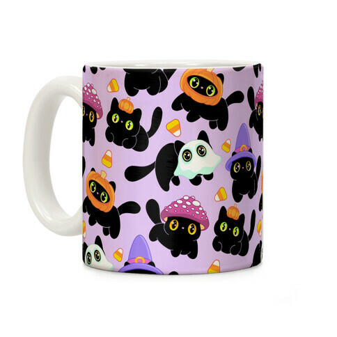 Spooky Black Cats Pattern Coffee Mug