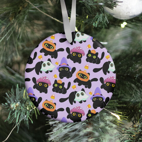 Spooky Black Cats Pattern Ornament