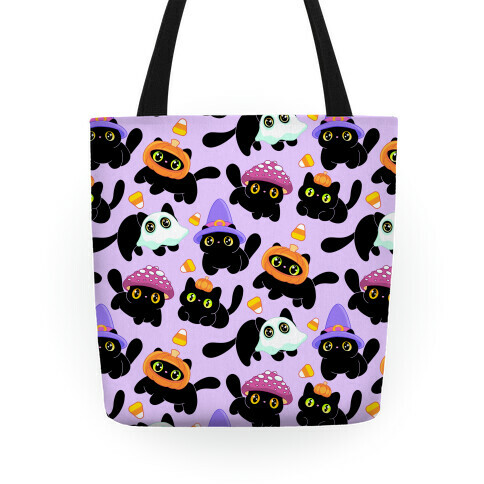 Spooky Black Cats Pattern Tote