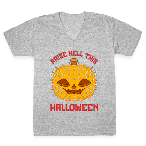 Hellraiser Pumpkin Pinhead V-Neck Tee Shirt