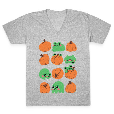 Pumpkins Frogs V-Neck Tee Shirt