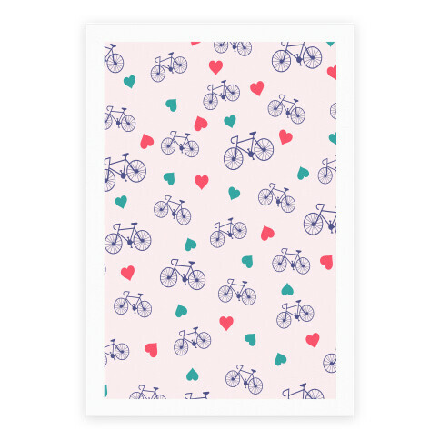 Bikes and Heart Pattern Poster