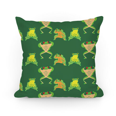 Buff Frog Pattern Pillow