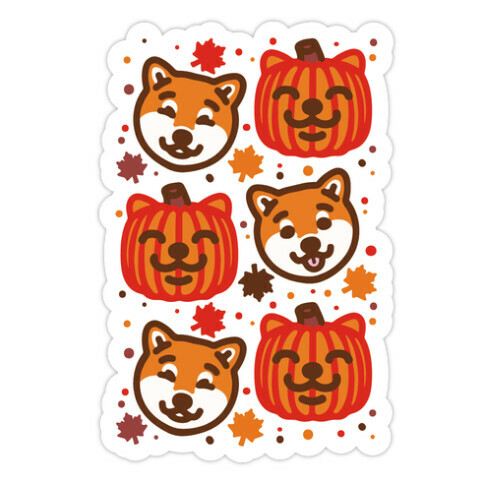 Shiba Inu Pumpkins Die Cut Sticker