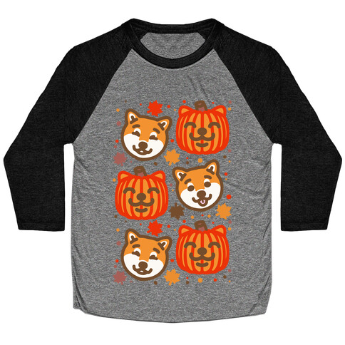 Shiba Inu Pumpkins Baseball Tee