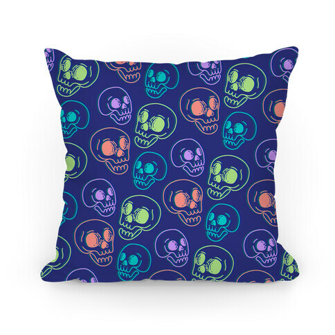 Pastel Skulls Glitch Pillow