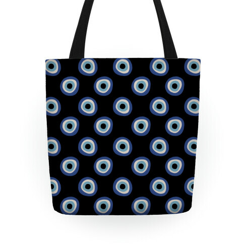 Evil Eye Pattern Black Tote