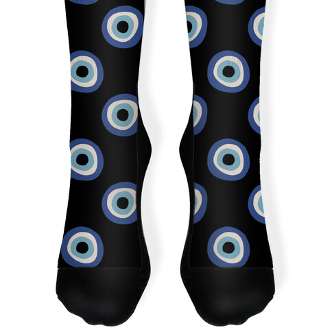 Evil Eye Pattern Black Sock