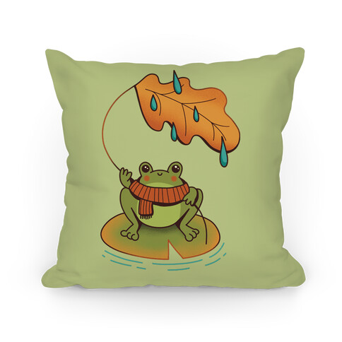 Rainy Fall Frog Pillow