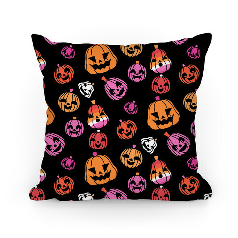 Lesbian Pride Jack-o'-Lanterns Pattern Pillow