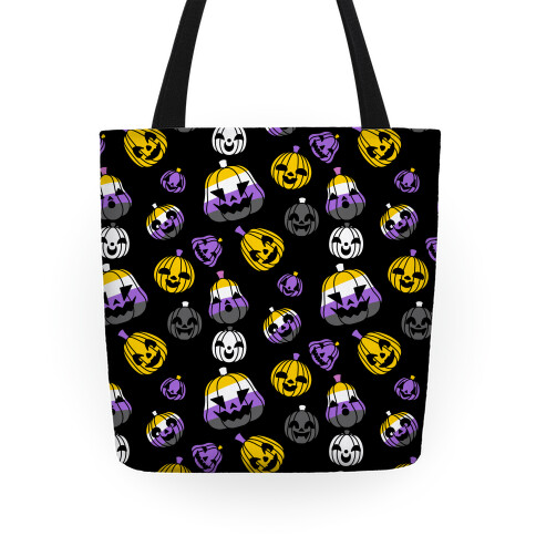 Nonbinary Pride Jack-o'-Lanterns Pattern Tote