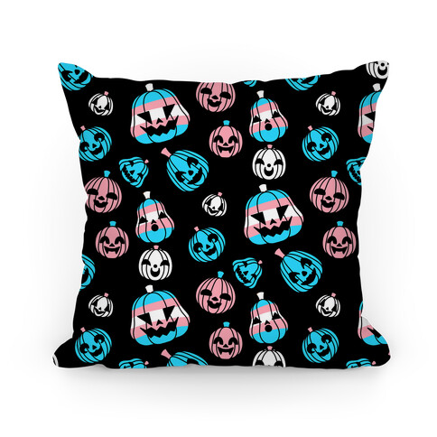 Transgender Pride Jack-o'-Lanterns Pattern Pillow