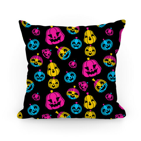 Pansexual Pride Jack-o'-Lanterns Pattern Pillow