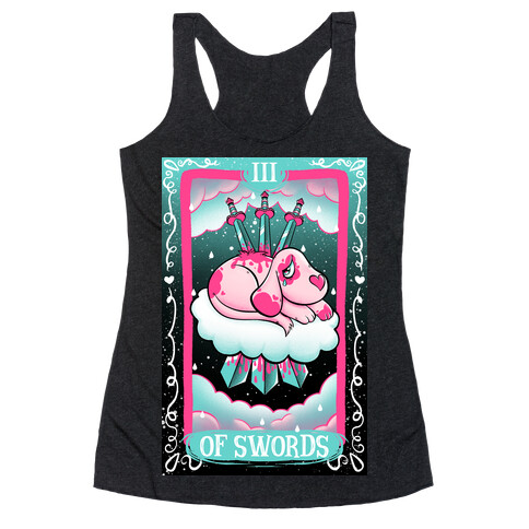 Creepy Cute Tarots: Three Of Swords Racerback Tank Top