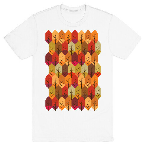 Geometric Fall Leaf Pattern T-Shirt