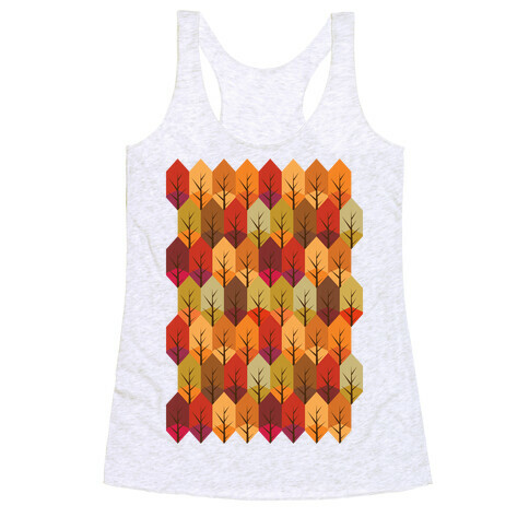 Geometric Fall Leaf Pattern Racerback Tank Top