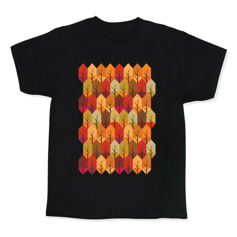 Geometric Fall Leaf Pattern Kids T-Shirt