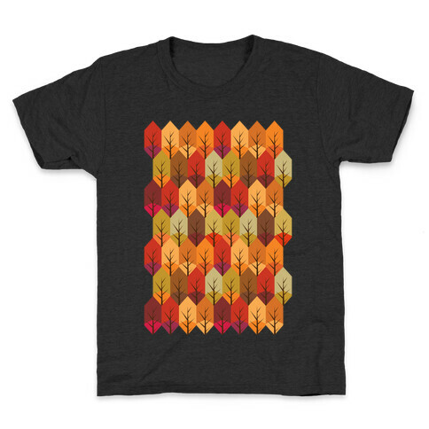 Geometric Fall Leaf Pattern Kids T-Shirt