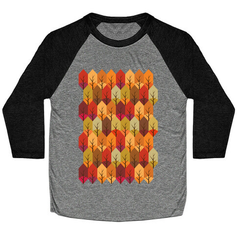 Geometric Fall Leaf Pattern Baseball Tee