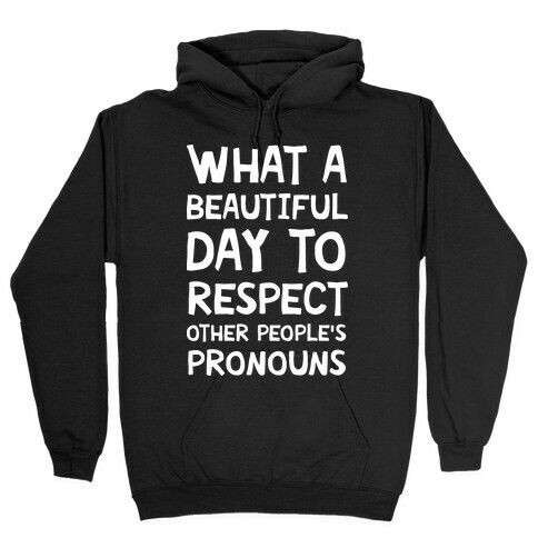 What A Beautiful Day To Respect Other People's Pronouns Hooded Sweatshirt