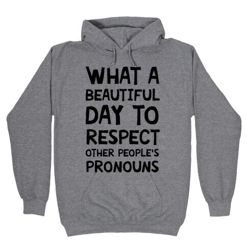 What A Beautiful Day To Respect Other People's Pronouns Hooded Sweatshirt